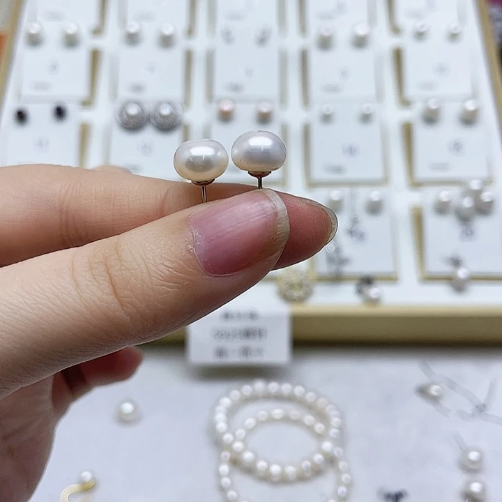 淡水珍珠耳饰银S925镶嵌秋****张