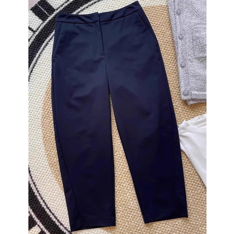 2025年秋季新款黑色西裤镰刀裤女小个子高腰垂感老爹裤女