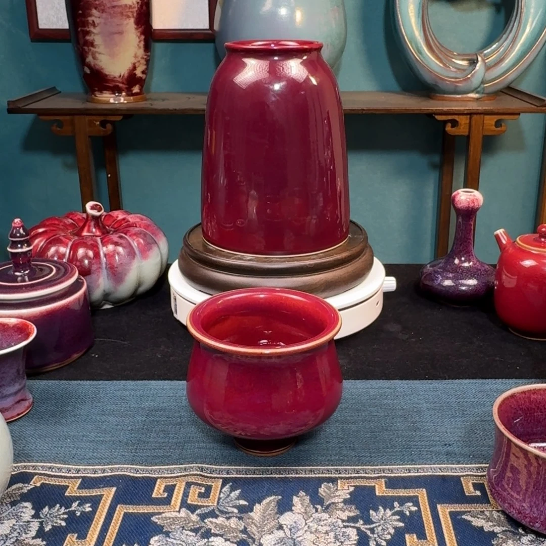 拉***倒杯子陶入窑一色出窑万彩