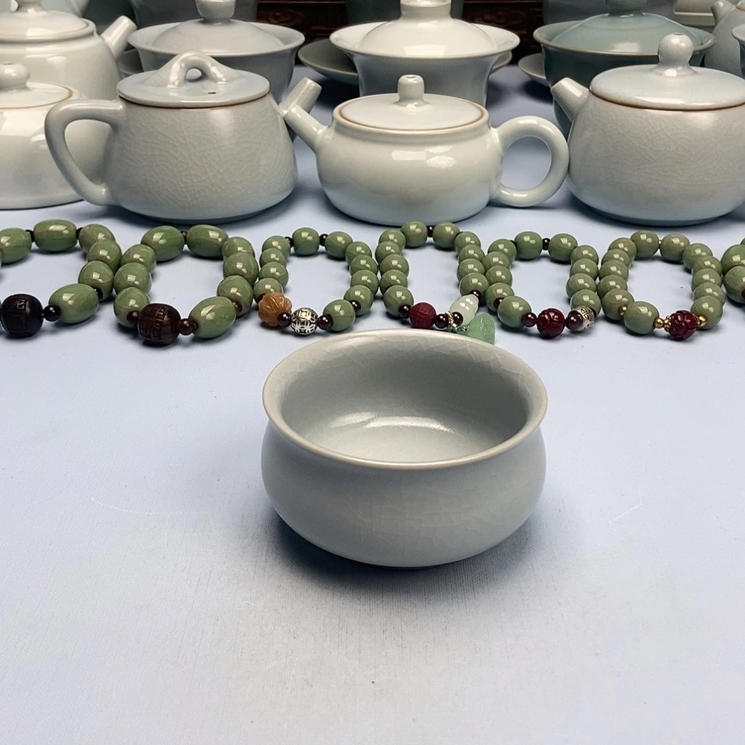 杯仿古月白釉卧佛杯原矿原釉原产地