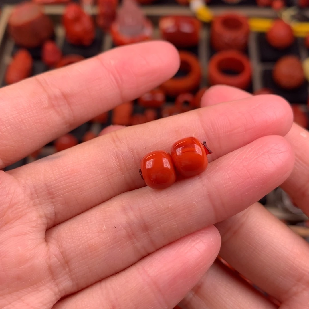南红玛瑙未镶嵌老型对珠8+