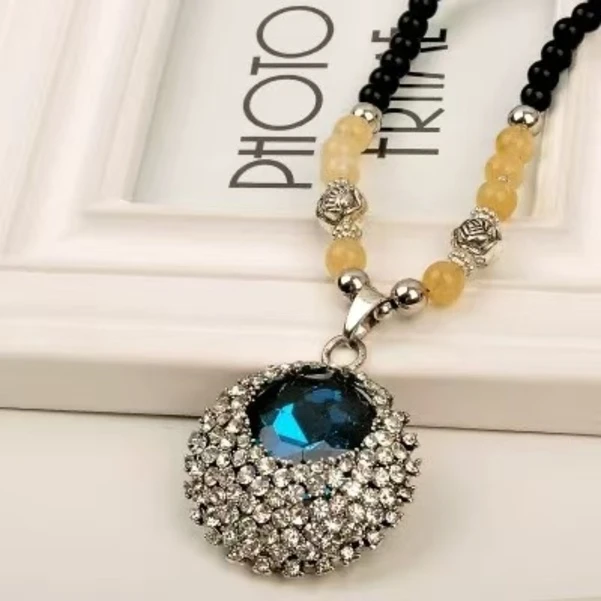 铜合金 占古ZHANGU R1049  小胖福 蓝色小石  女士毛衣链