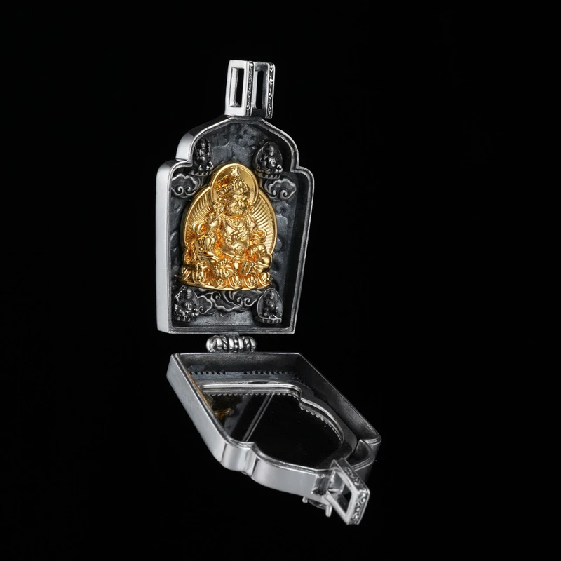 925银玻璃银制品 喜三福文创黄财神 五财神手工复古传承复古吊坠