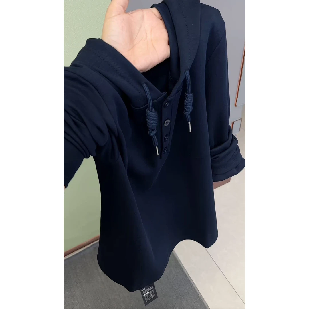 今年流行穿搭2025早秋新款温柔风连帽衫纯色卫衣时尚百搭长袖上衣
