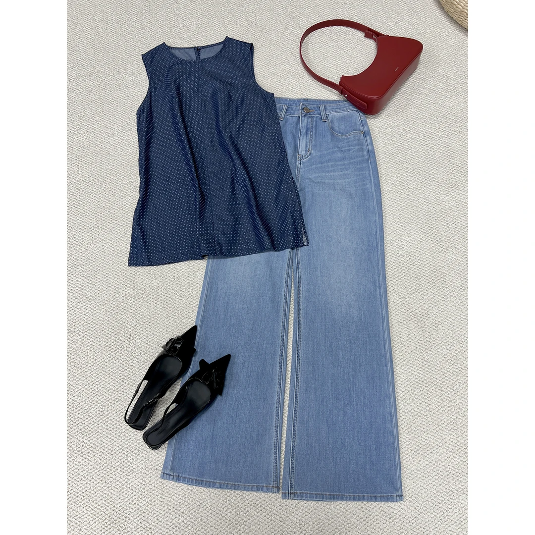 四面弹直筒微喇牛仔裤99615