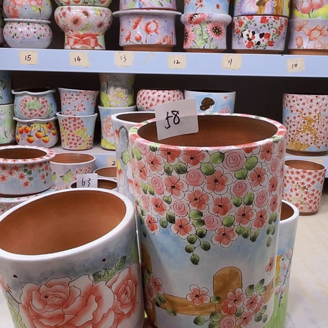 粗陶陶瓷多肉植物手绘花盆58茶**香