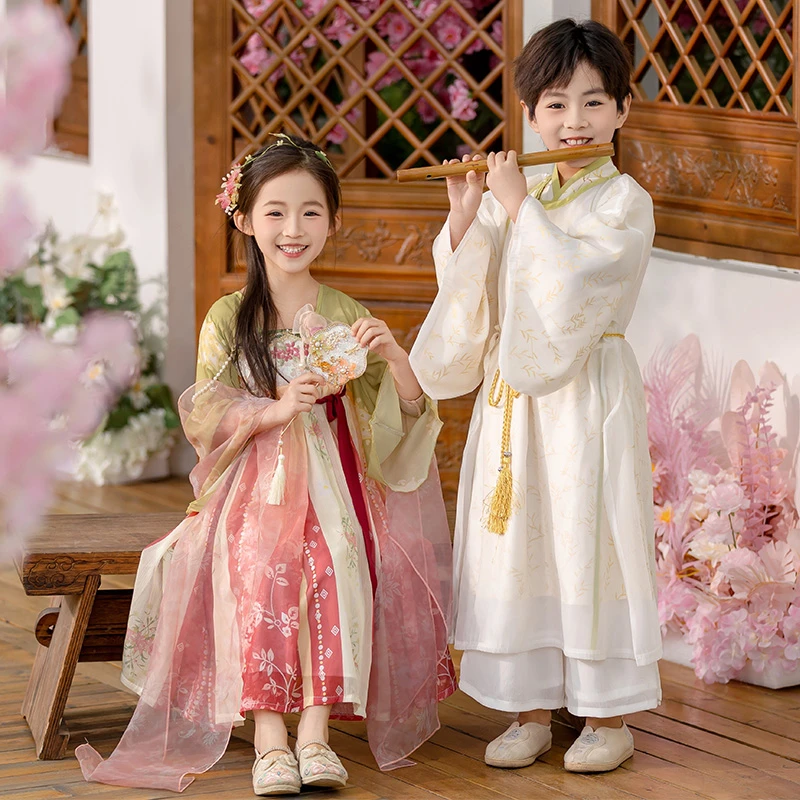 中性夏季中国风套装唐装春秋仙气襦裙古装女童汉服小女孩童装