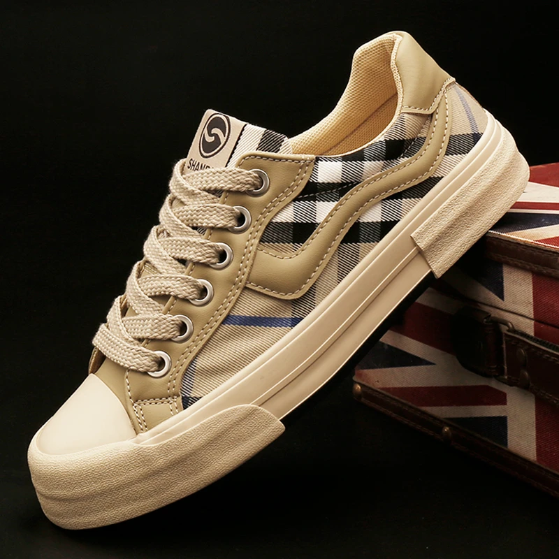 25846 男鞋秋季新款时尚帆布鞋经典休闲鞋男士韩版潮鞋透气格子鞋