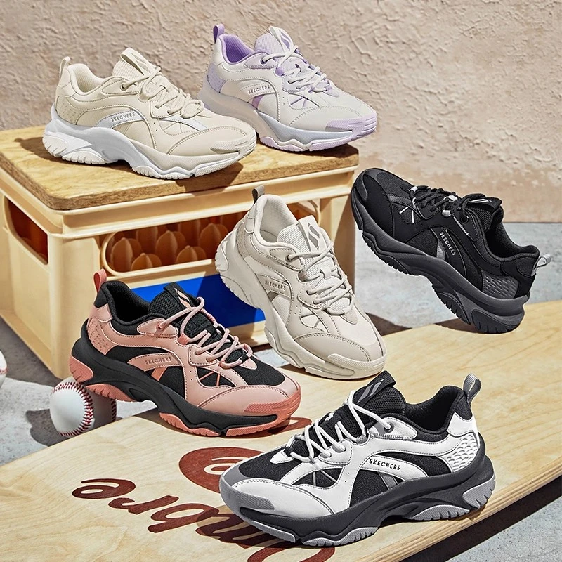 斯凯奇漫月鞋秋冬女鞋小个子显高老爹鞋厚底增高休闲运动鞋机甲鞋