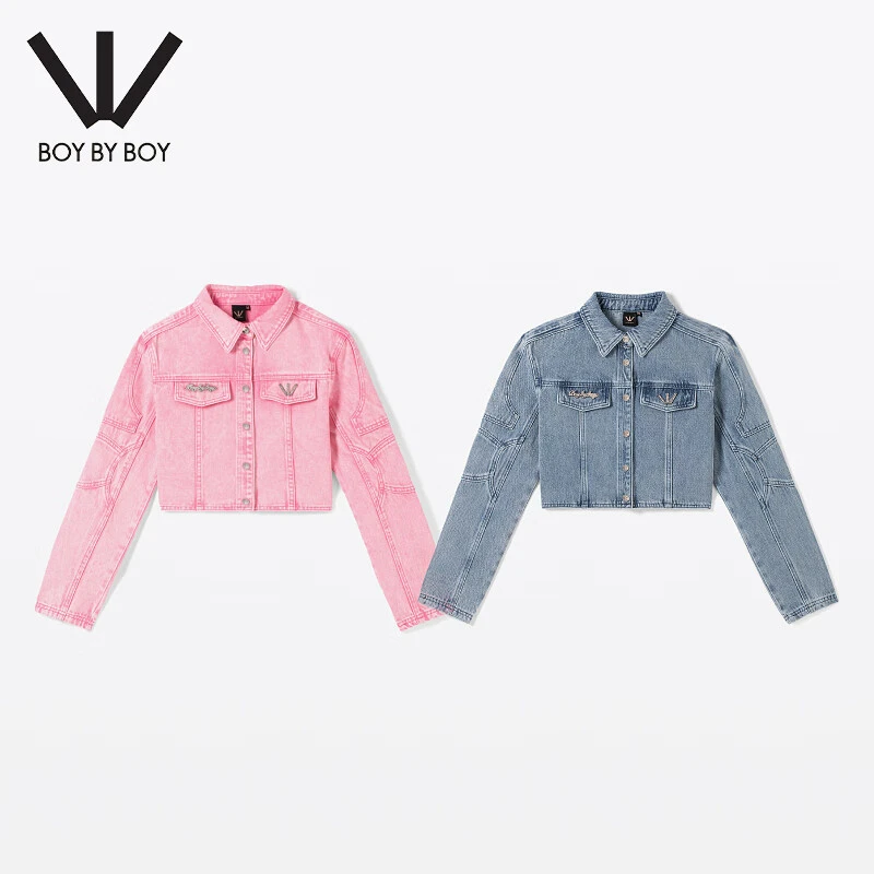 BOY BY BOY商场同款潮牌女装秋季合身后背烫钻牛仔外套W52080