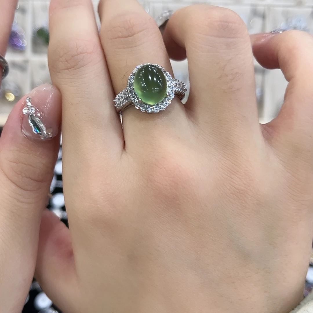 *****岫玉银S925镶嵌戒指