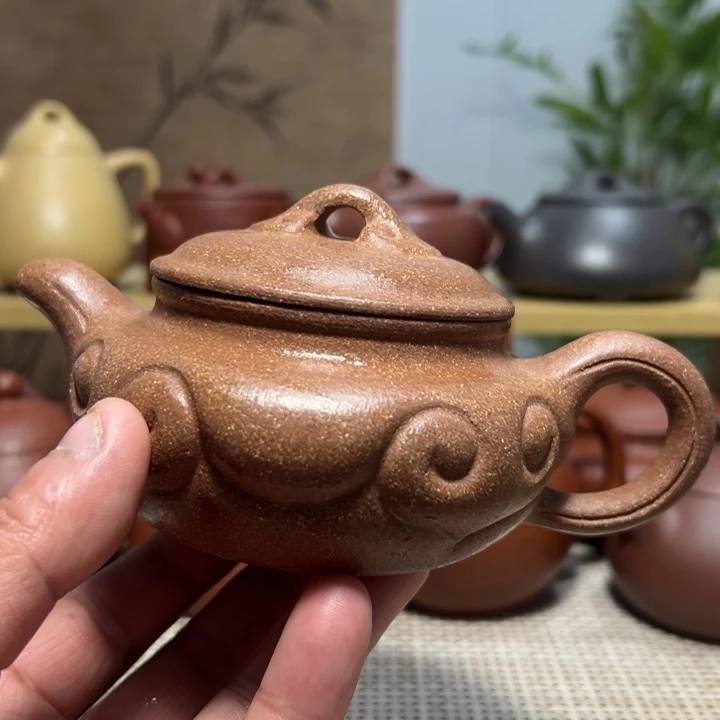 宜兴原矿紫砂、仿古如意、220CC半手