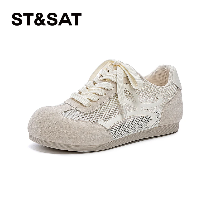 星期六平底德训鞋女款2025春夏新款网面透气阿甘鞋潮流百搭运动鞋
