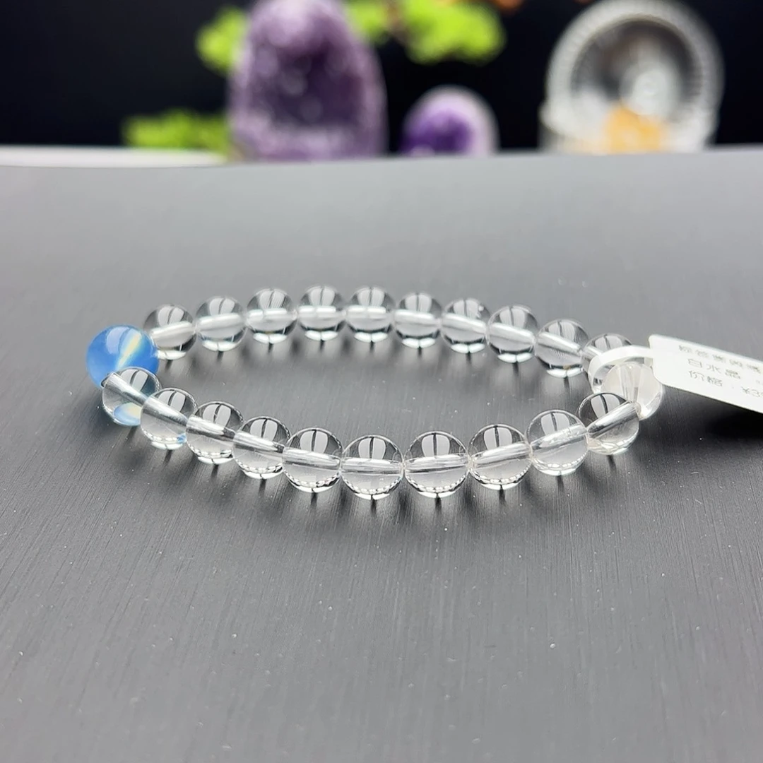 水晶手链未镶嵌?**?白水晶8mm+海蓝宝