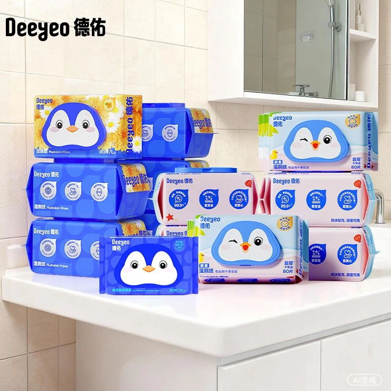 德佑洋甘菊湿厕纸家用卫生大包80抽一次性擦屁股专用温和湿厕巾z