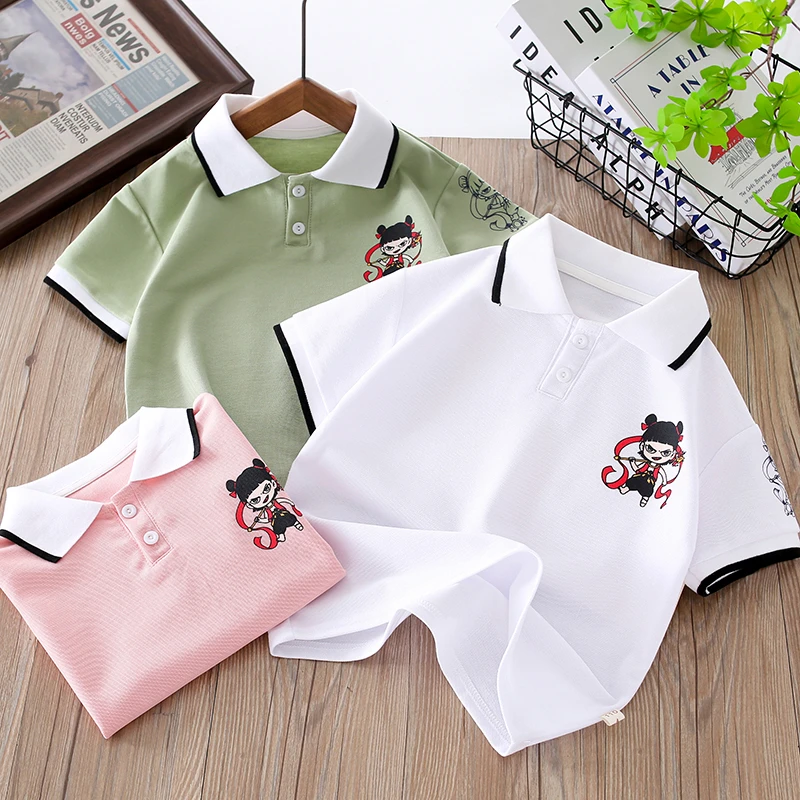 男童夏季哪吒polo衫短袖新款宝宝帅气翻领t恤中国风国潮上衣YH