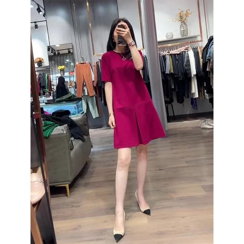 法式高级感赫本风连衣裙女2025夏季新款大码宽松气质显瘦中长裙子