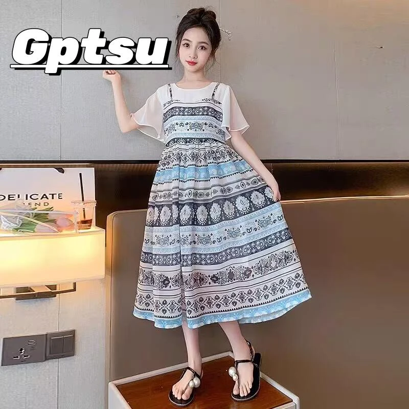 GPTSu女童装连衣裙2025夏新款汉服儿童款公主裙女宝宝民族风裙子