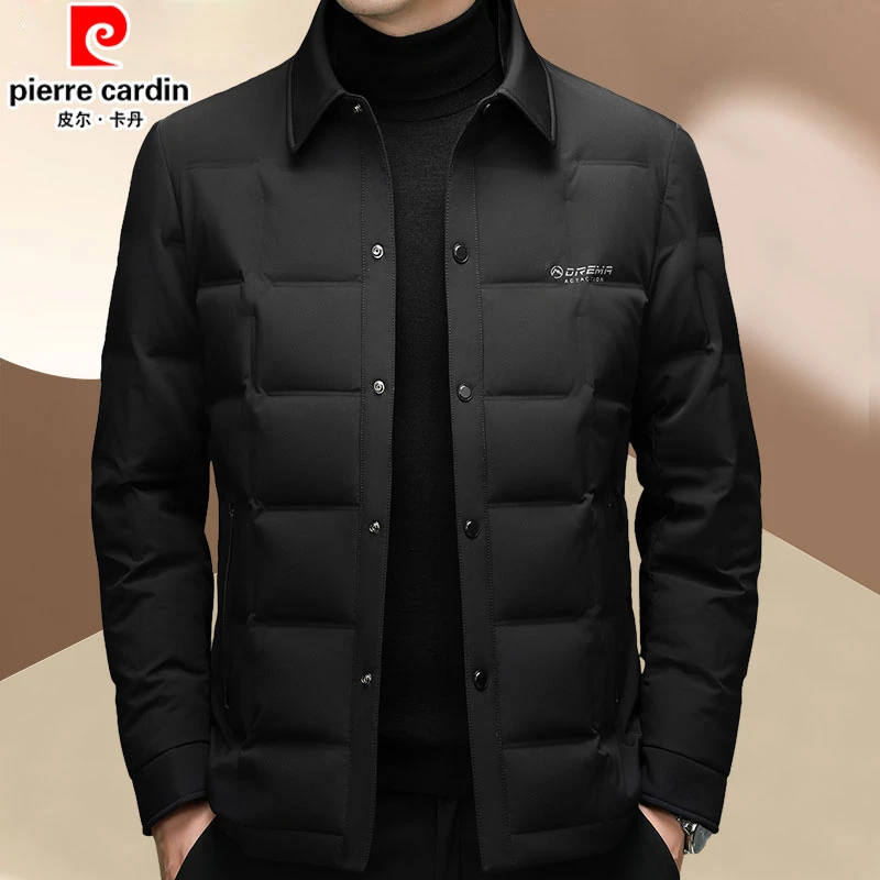 皮尔卡丹男装轻薄羽绒服2025新款时尚休闲翻领中年男士轻便外套