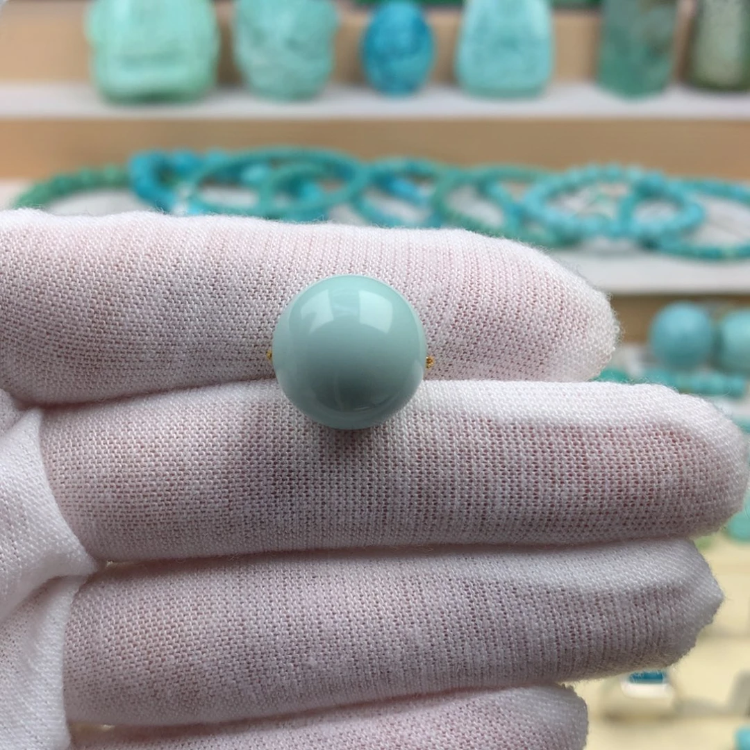 未镶嵌绿松石珠宝奇石14.6mm