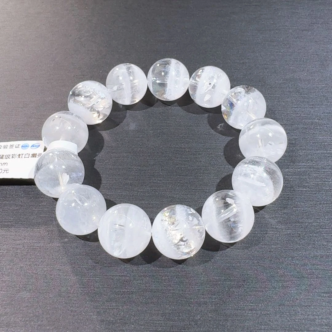 水晶未镶嵌手链千层夹心白幽灵16mm