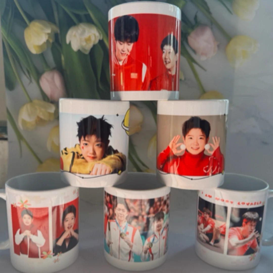 国乒莎莎大头小胖曼昱创意礼品马克杯水杯马克杯对杯餐具杯子