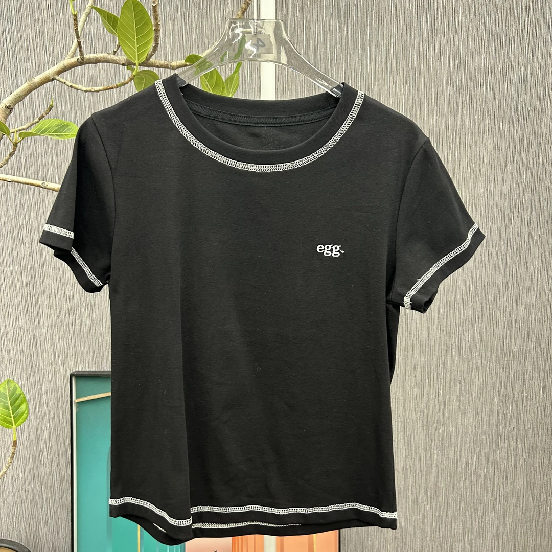 抗皱常规法式圆领蕾丝修身型T恤简约舒适文艺复兴风F43#