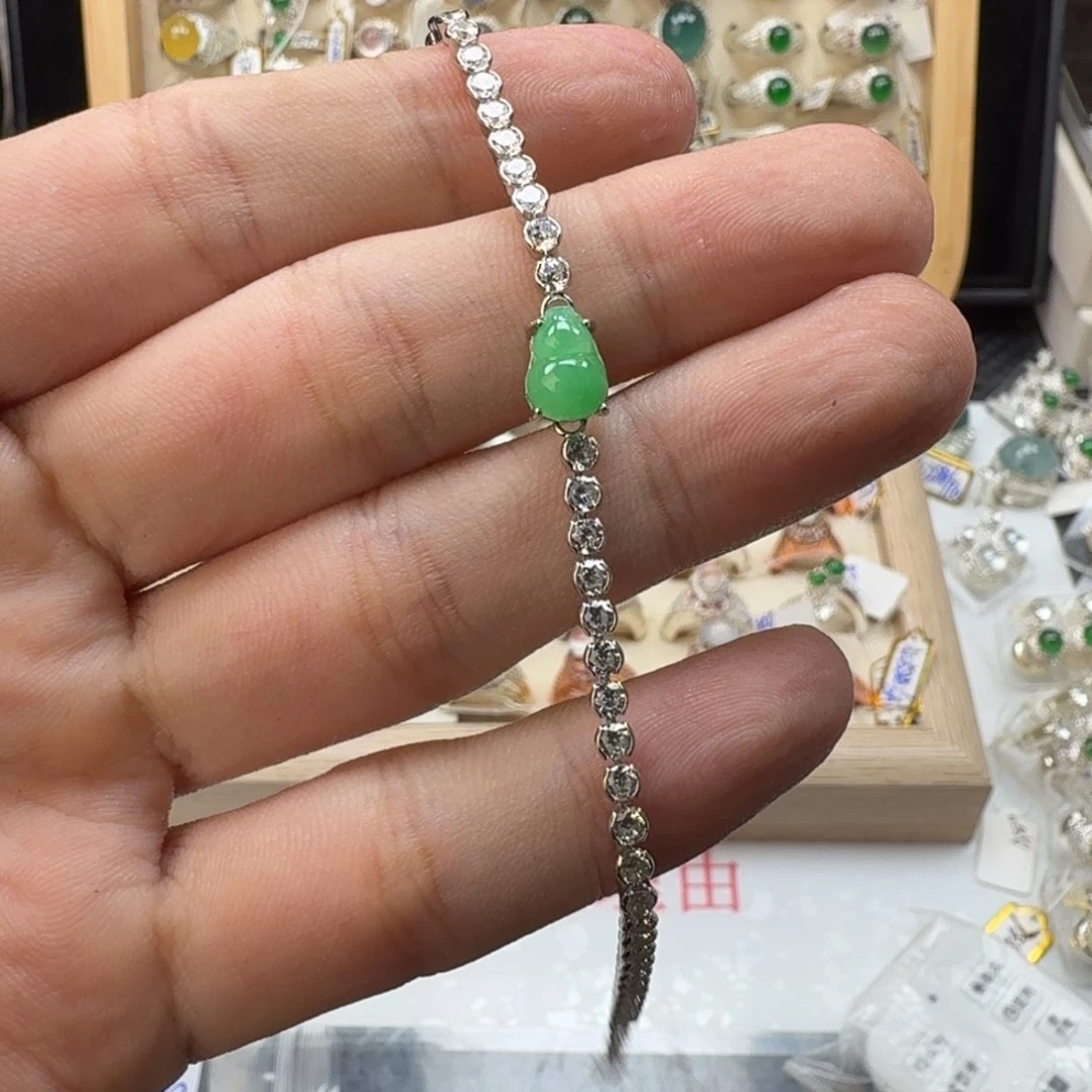 翡翠银S925镶嵌戒指天然缅甸翡翠A货