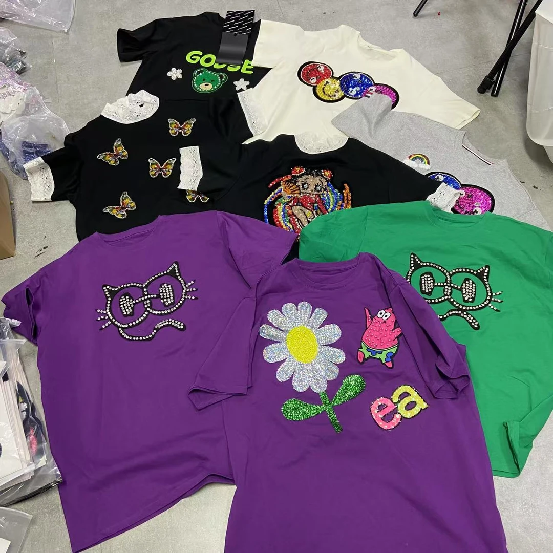 欧货重工百搭简约钉珠简约短袖类合集  DZ250711