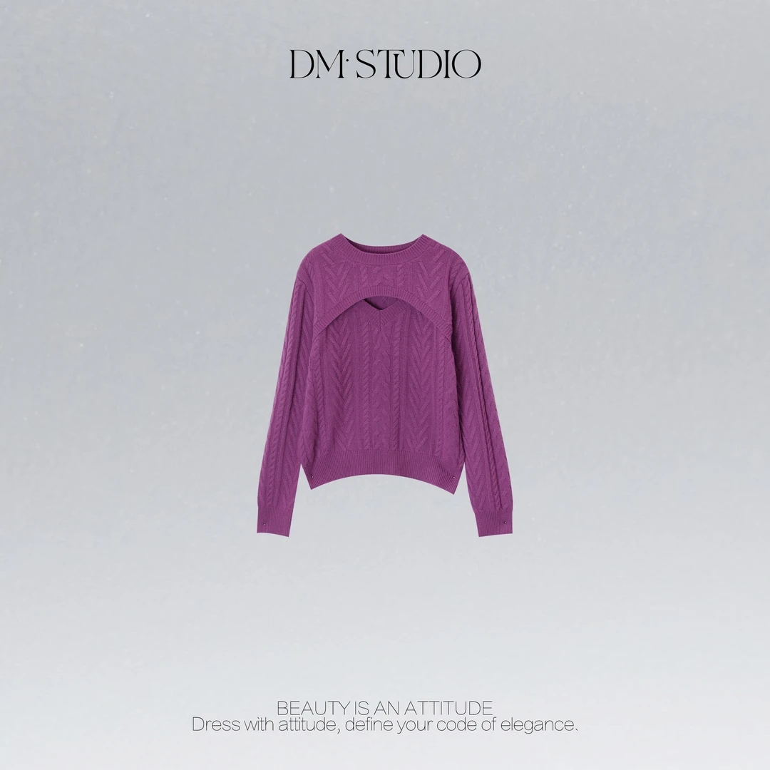 DEDM•STUDIO/100%绵羊毛镂空减龄套头长袖针织毛衣2511ZZS/2611