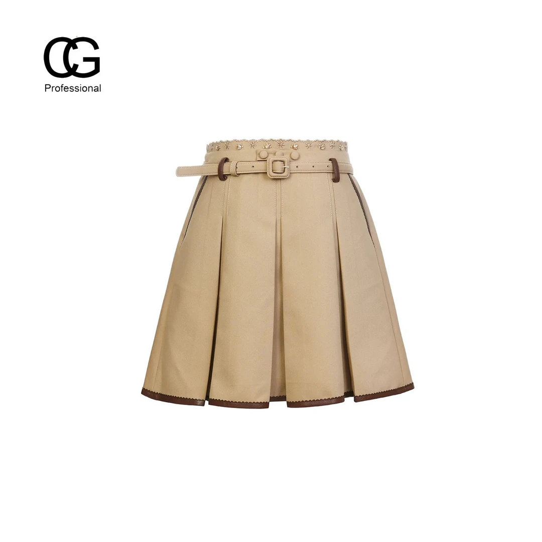 【CG-Y】春季新款时尚A字双腰头假两件撞色饰边汉服百半裙