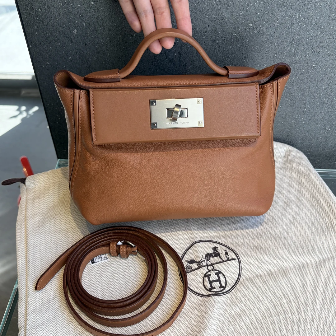 99新 Hermes/爱马仕 金棕mini2424 B刻 附尘袋肩带