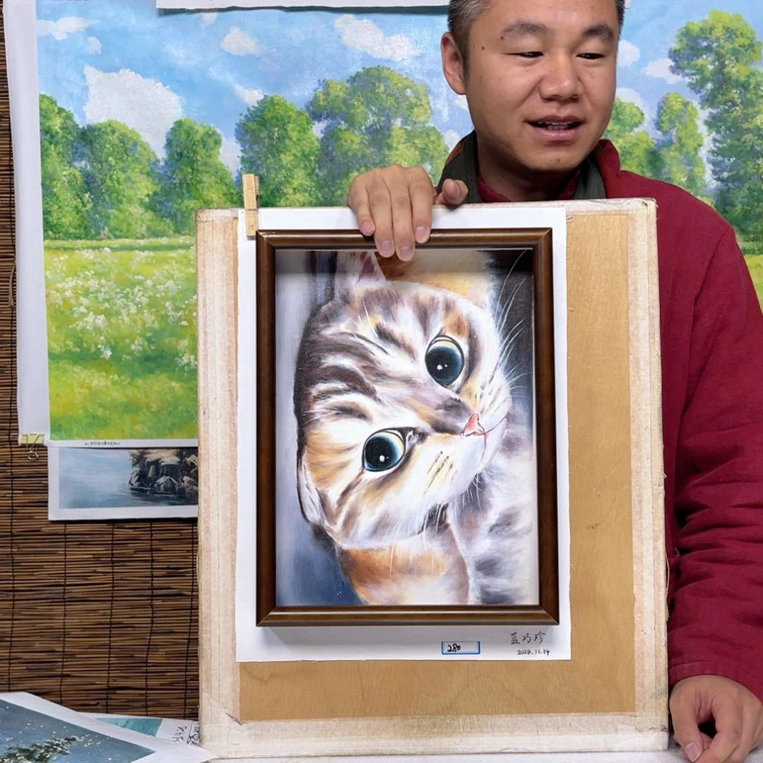 油画行路人小院绘画作品竞拍