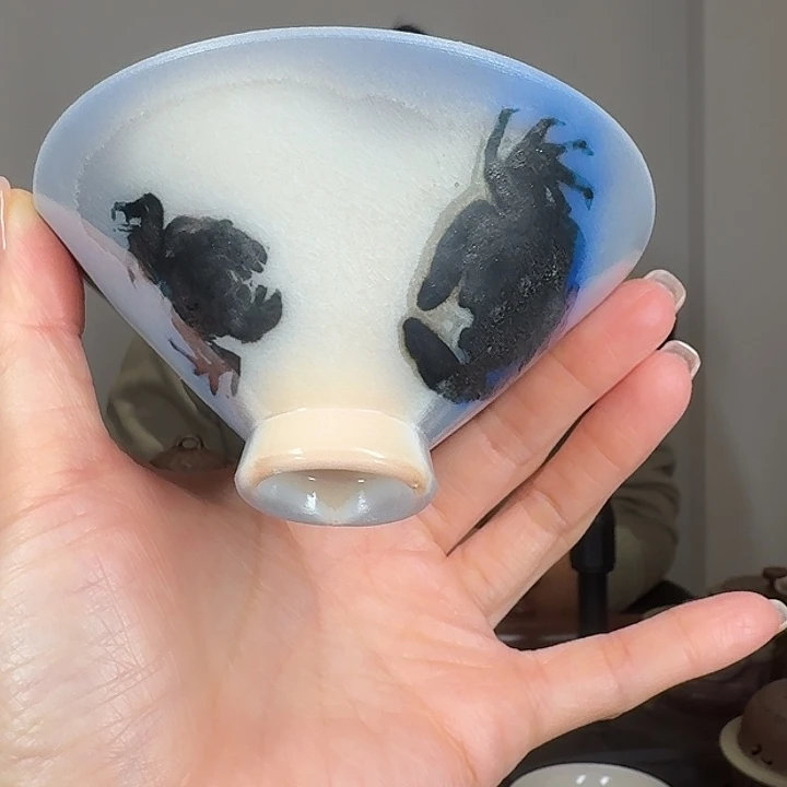 青花瓷胎柴烧裸烧主人杯