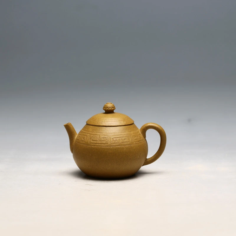 明理茶艺 宜兴紫砂 吴震弟子 杨程全手工黄金段泥不语 60CC 花器