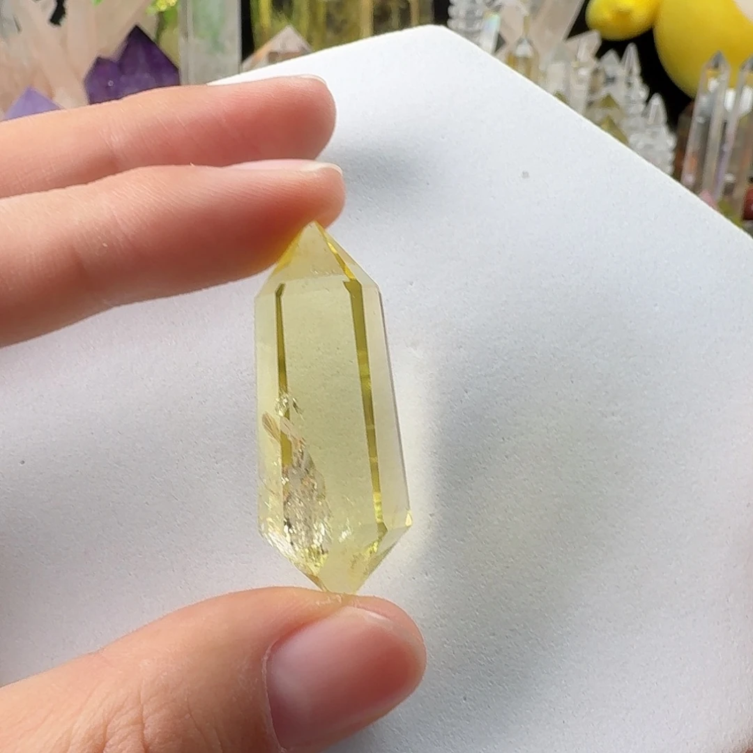 珠宝半成品水晶未镶嵌黄水晶彩虹