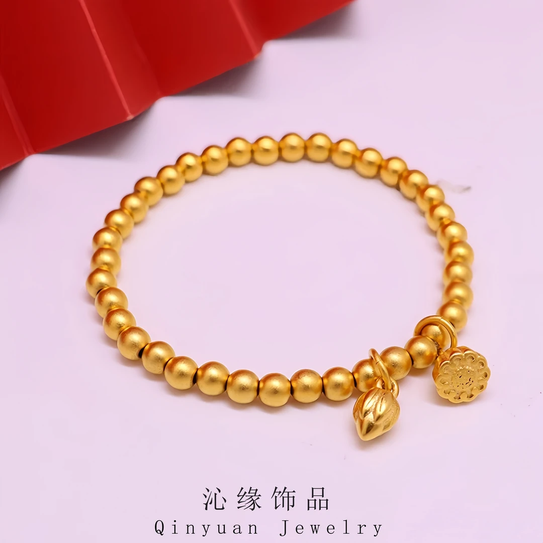 女士两世欢莲蓬链子黄金色古法手串不掉色轻奢转运珠时尚饰品串珠