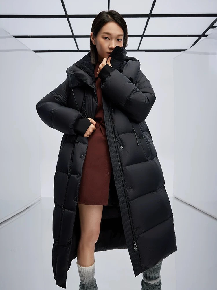 244Y8273女款时尚休闲女士冬季保暖中长款连帽加厚韩版过膝潮流