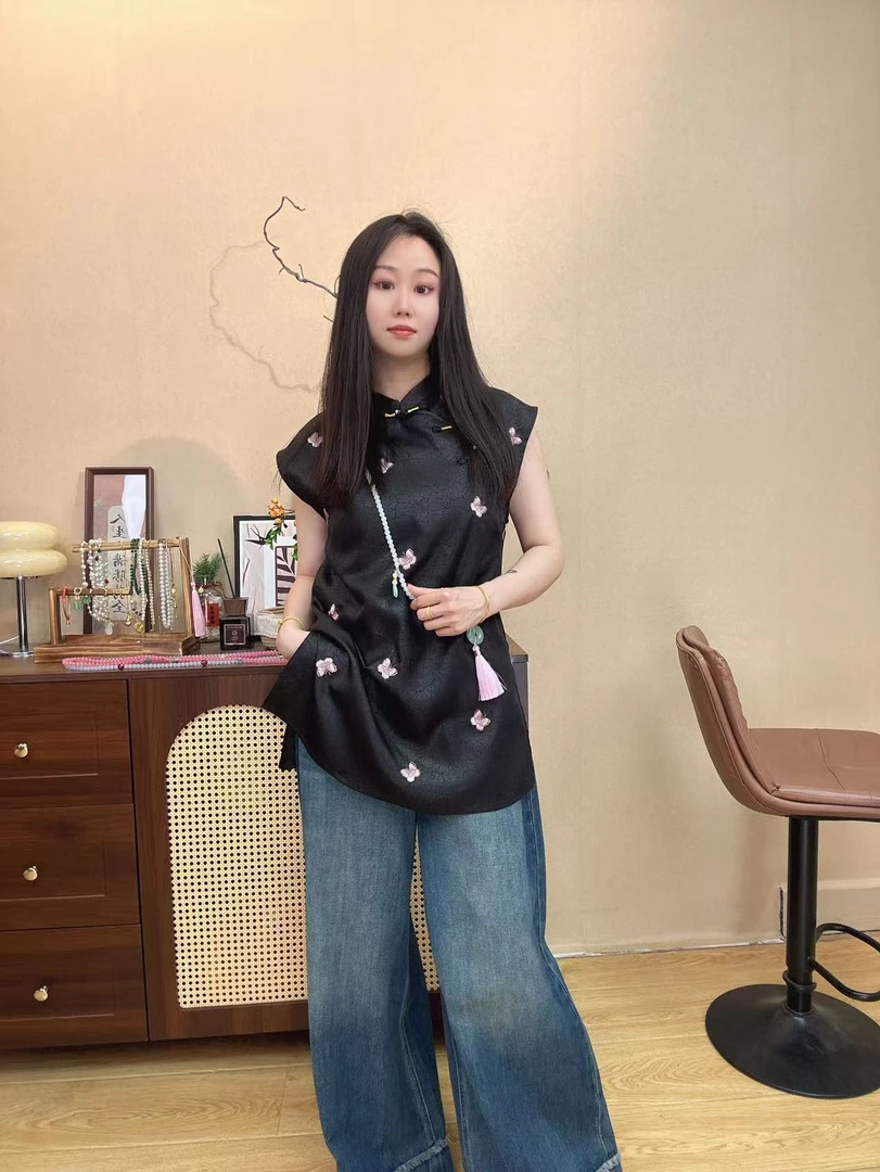 【澜公子9168】蝶影醺梦*短袖春夏新款气质百搭新中式国风中长款