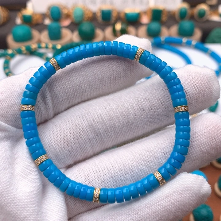 绿松石车挂18K金镶嵌