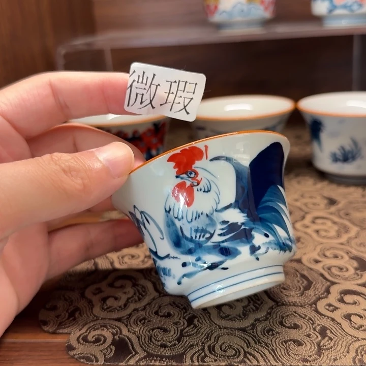 釉下手绘茶具微瑕
