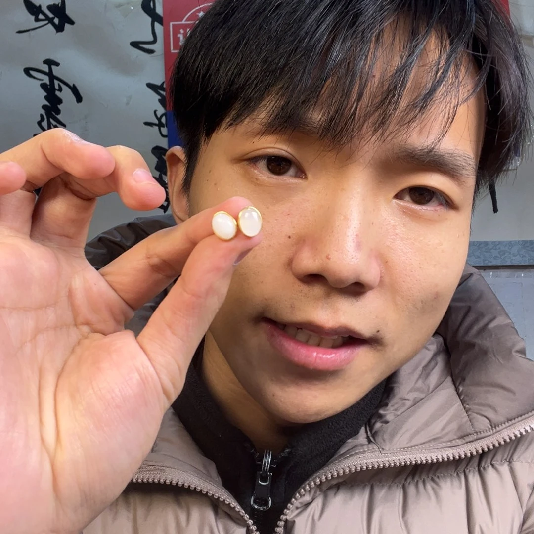 颈饰银S925镶嵌和田玉多样性白玉耳钉