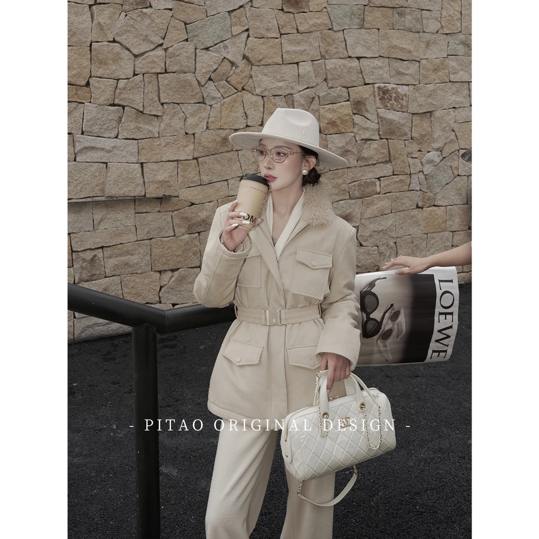 杜屁屁桃PITAO 原创【布鲁克林】百搭时尚千金轻熟90白鸭绒羽绒服