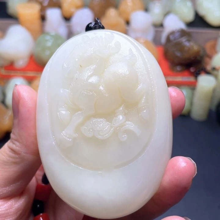 石材方解石手把件