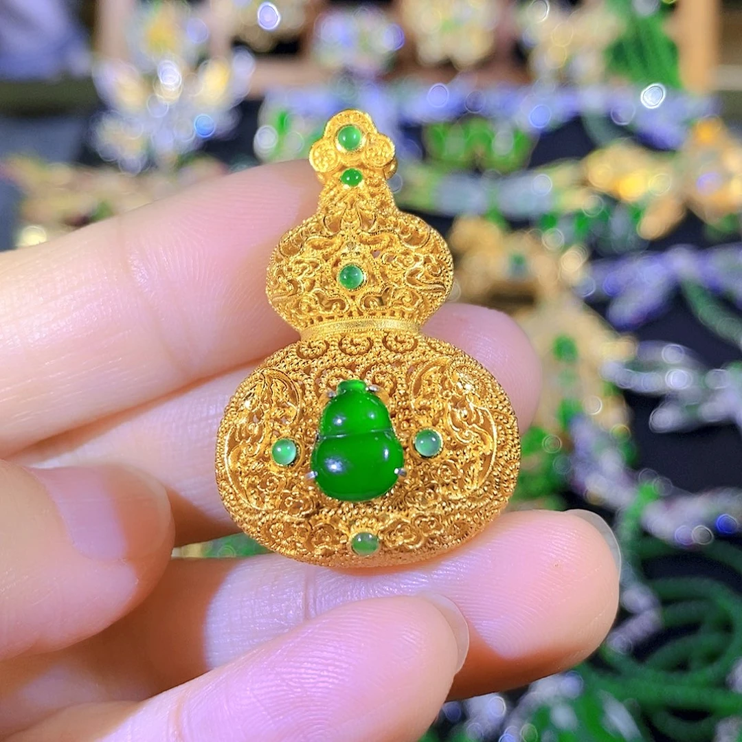 吊坠(不含链)银S925镶嵌翡翠