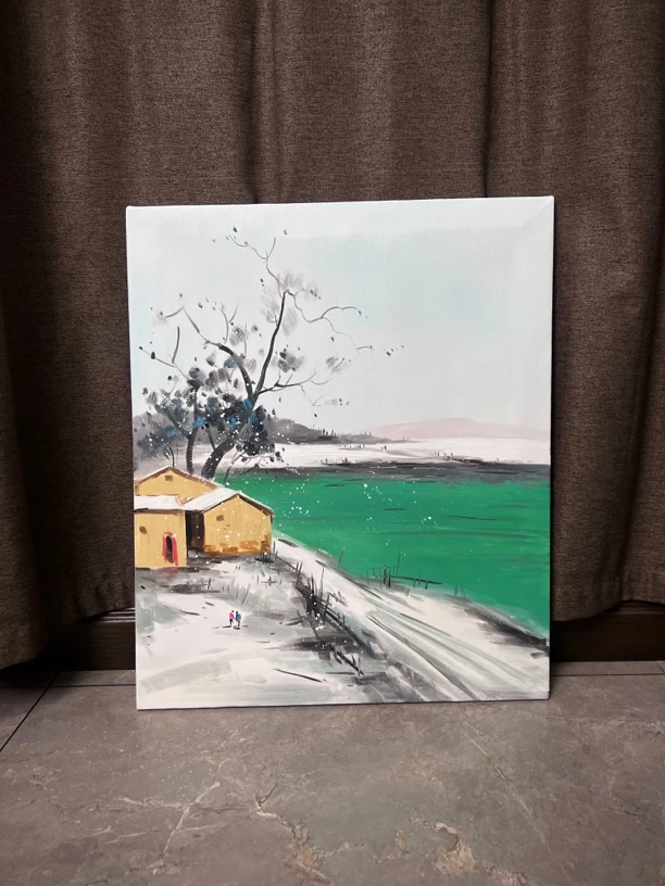 「冬」山水风景50×60田园风沙发背景挂画