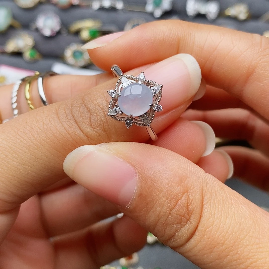 翡翠戒指银S925镶嵌雨*111111