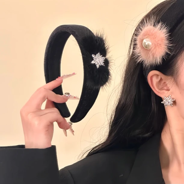 黑色珍珠发箍女高级感气质高颅顶复古轻奢网红风发饰头箍头饰