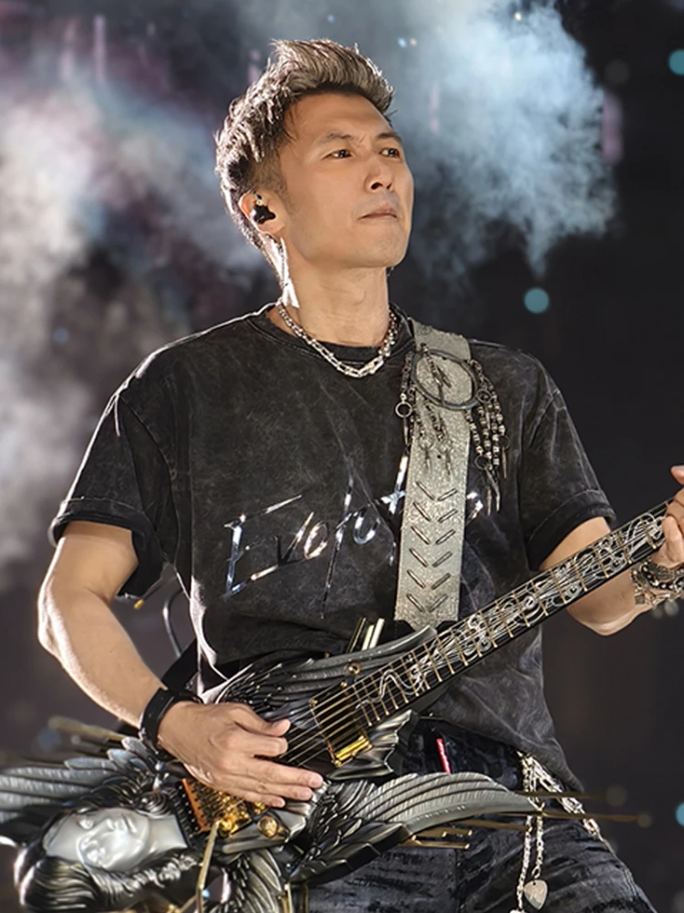 谢霆锋2025进化演唱会同款周边短袖T恤水洗黑重磅纯棉男女上衣服