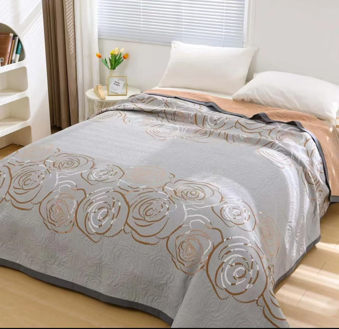 【玫瑰之约 床盖】2X2.3米 多层纱布双人加厚四季多功能床盖毯